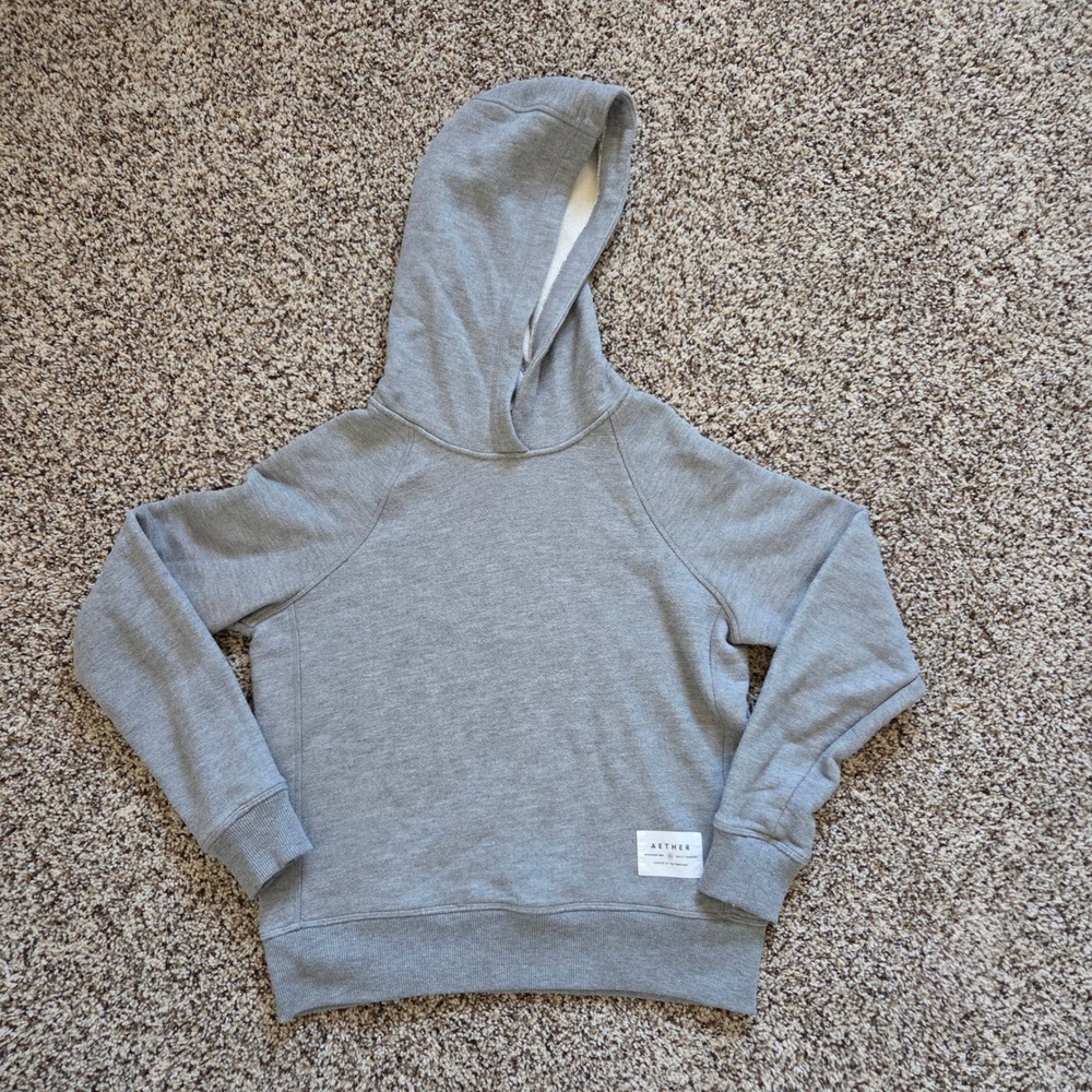 Aether Womens Small Heather Grey Raglan Cotton Blend French Terry Hoodie